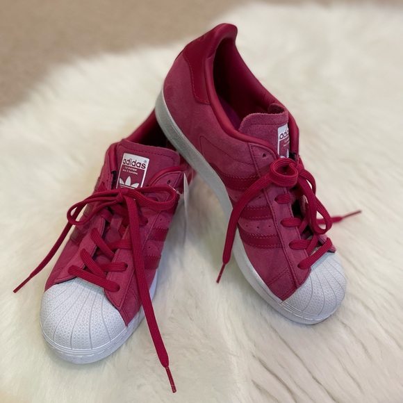 adidas | Shoes | Nwt Adidas Superstars Red Suede Size 78 | Poshmark